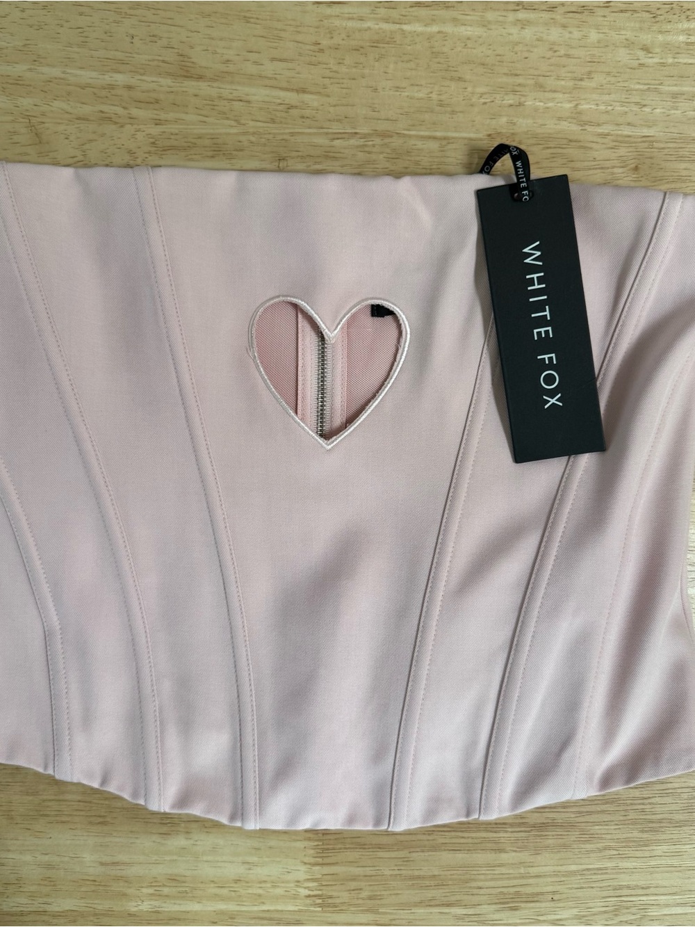 NWT White Fox Boutique Never Love Again Strapless Heart Cutout Bustier Pink L